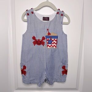 Lil Cactus Seersucker Crab Shortall Size 12-18M